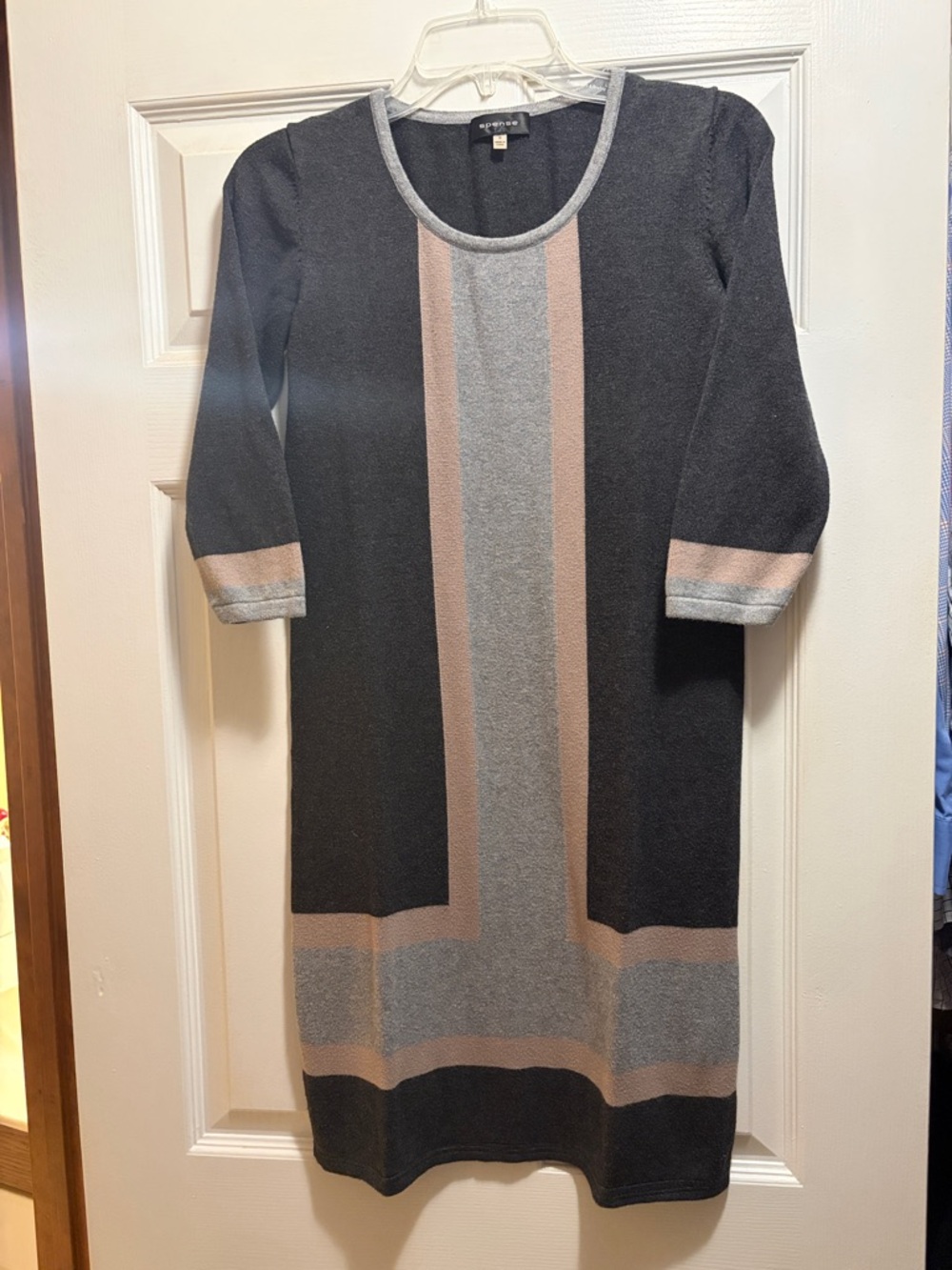 Spense Black, Gray & Taupe Colorblock Midi Dress